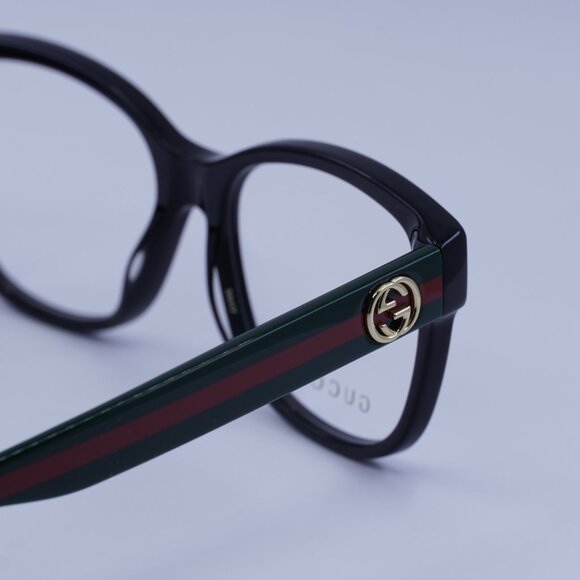 Gucci GG0038ON 011 Eyeglasses Black/Green 54mm Square Frame - Picture 6 of 11